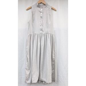 Ovate Womens Linen Sleeveless Button Down Midi Dress Sz M Poetic Romanticism
